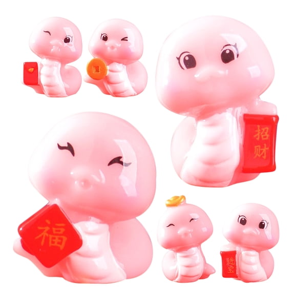 6 Pcs Chicks Mini Plush Micro Landscape Snake Statue