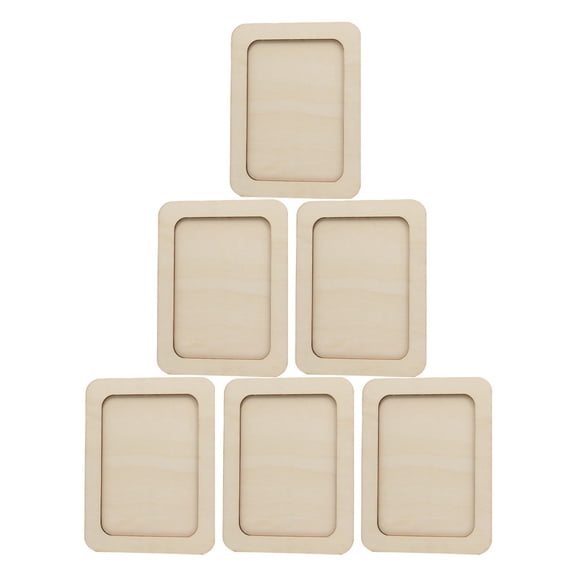 NIAIZEK 6pcs Unfinished Picture Frame Wood Craft Material for Children Home Activity
