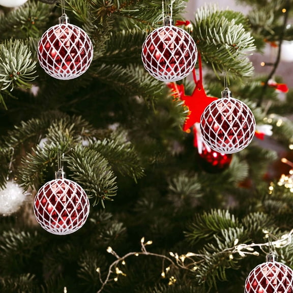 6 Pcs Christmas Ball Ornament Set, 2.36 in Shatterproof Painted Plastic Hanging Baubles for Xmas Tree Wreath Fireplace Holiday Wedding Party Home Decor