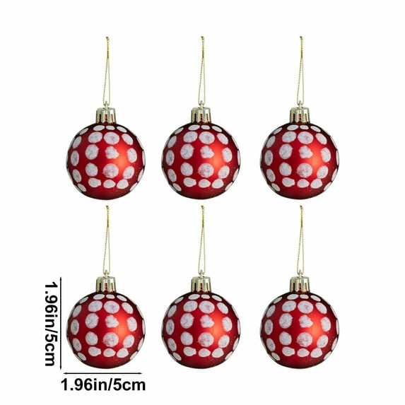 6 Pcs Christmas Balls Ornament Christmas Tree Decoration, Beautiful Ball Pendants for Christmas Decorations Window Decoration Props 1.96 Inch Red