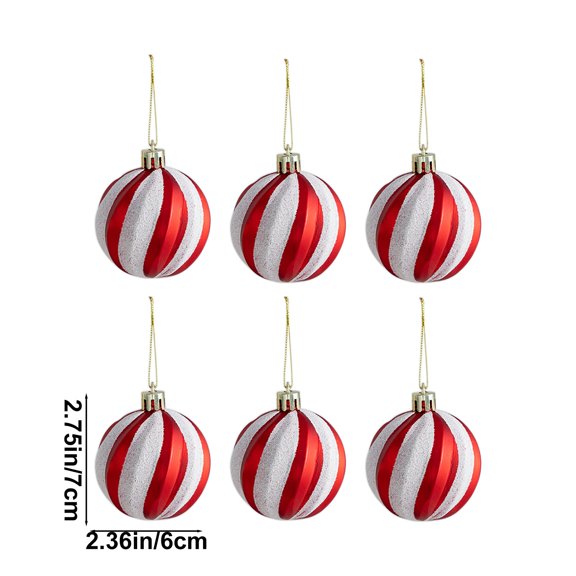 6 Pcs Christmas Balls Ornament Christmas Tree Decoration, Beautiful Ball Pendants for Christmas Decorations Window Decoration Props 2.36 Inch Red