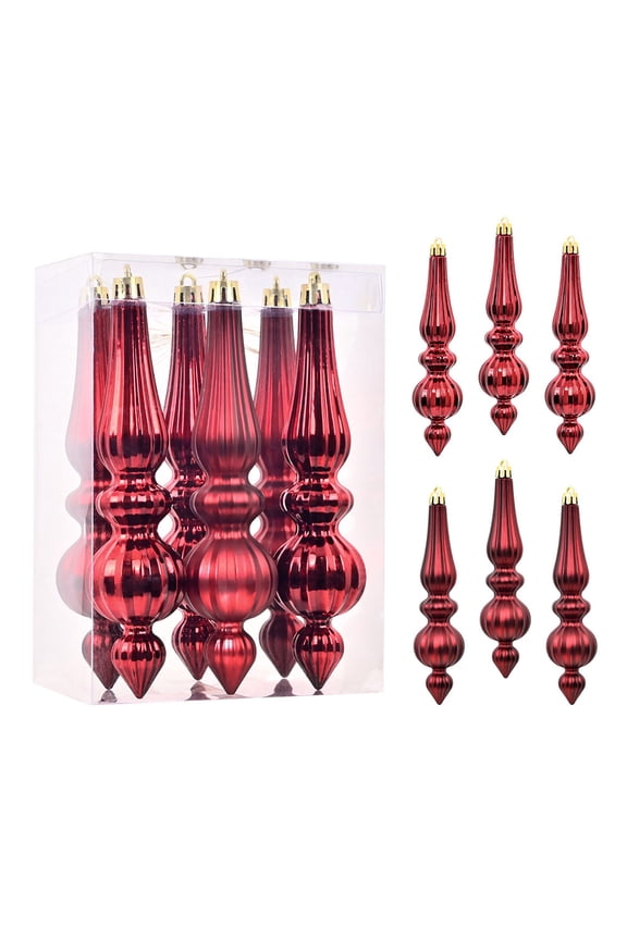 6 Pcs Christmas Balls Ornaments Conical Shape Plastic Christmas Ball Hanging Ornaments Gold Shatterproof Christmas Decorative for Holiday Wedding Party