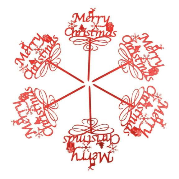 Houderco Christmas Cake Toppers Acrylic 6Pcs 5.9x3.8in