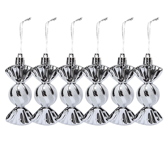 6 Pcs Christmas Candy Ornaments, Christmas Tree Glitter Plastic Candy Hanging Decorations, Christmas Tree Home Party Decor