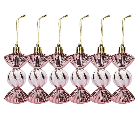 6 Pcs Christmas Candy Ornaments, Christmas Tree Glitter Plastic Candy Hanging Decorations, Christmas Tree Home Party Decor