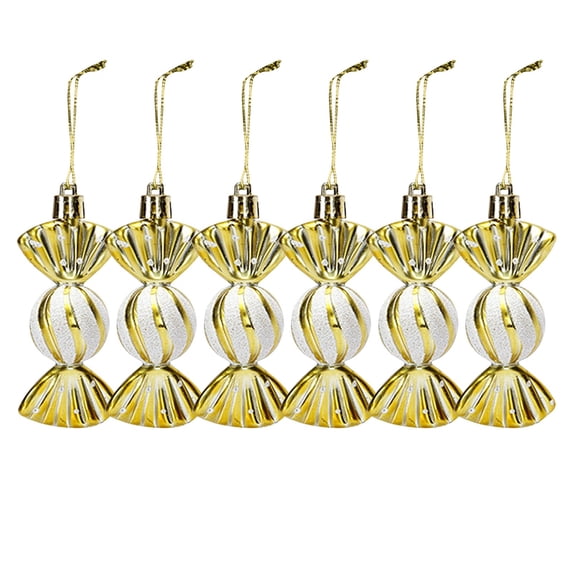 6 Pcs Christmas Candy Ornaments, Christmas Tree Glitter Plastic Candy Hanging Decorations, Christmas Tree Home Party Decor