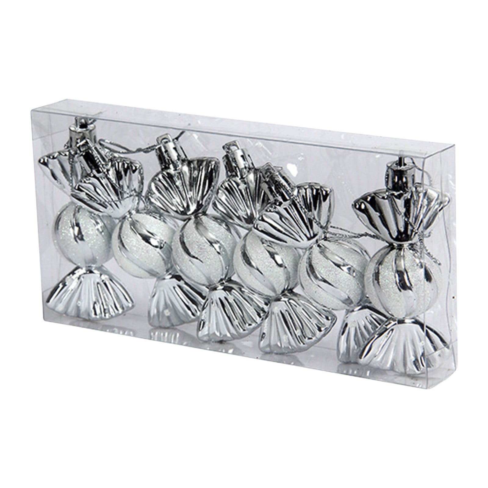 6 Pcs Christmas Candy Ornaments, Candy Jars Christmas Tree Glitter