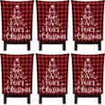 thumbnail image 1 of 6 Pcs Christmas Chair Back Covers Xmas Chair Covers Dining Room Seat Covers Buffalo Plaid Chair Slipcovers Removable Washable Dining Protector for Christmas Dining Kitchen Chair Decoration, 1 of 6