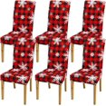 thumbnail image 1 of 6 Pcs Christmas Chair Covers Stretch Printed Chair Protectors Covers Dining Chair Slipcovers Spandex Chair Slipcovers with Snowflake Removable Washable Xmas Seat Protector for Christmas, 1 of 6