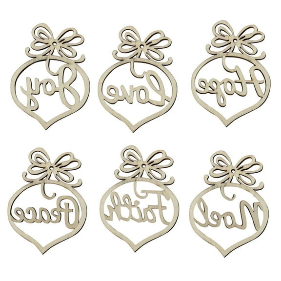 6 Pcs Christmas Decorations Wooden Ornament Xmas Tree Hanging Pendant Ornament