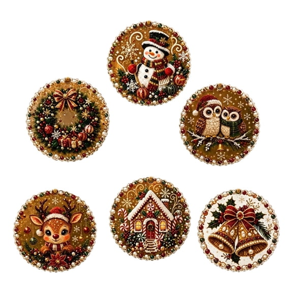 6 Pcs Christmas Diamond Art Kit Wooden DIY Hanging Ornament for Adults Tree and Holiday Decor