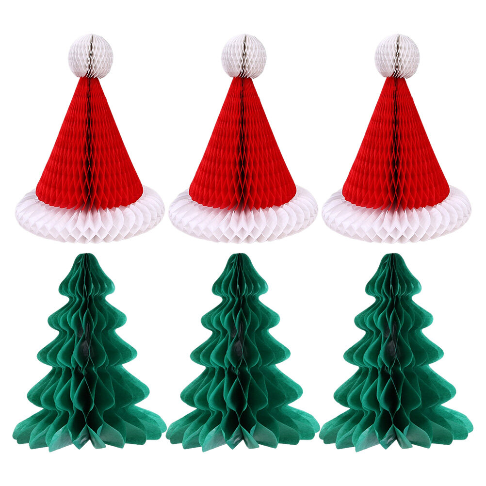6 Pcs Christmas Honeycomb Party Layout Prop Mall Hanging Pendant 