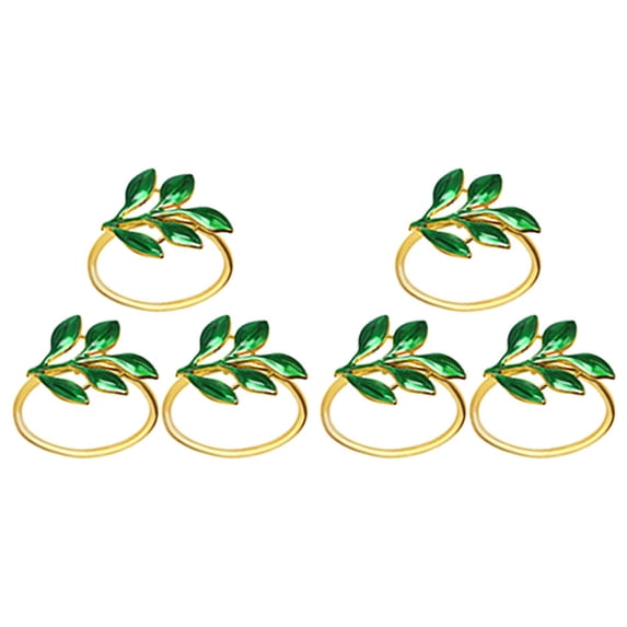 6 Pcs Christmas Napkin Rings Leaf Buckle (green) 6pcs Greenery Decor Delicate Holders Dining Table Metal Alloy