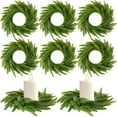 thumbnail image 1 of 6 Pcs Christmas Norfolk Pine Candle Ring Wreaths 10 Inch Small Christmas Wreath Garland Artificial Green Pine Ornaments Xmas Table Centerpiece for Wedding Farmhouse Home Cabinets Window Decor, 1 of 9