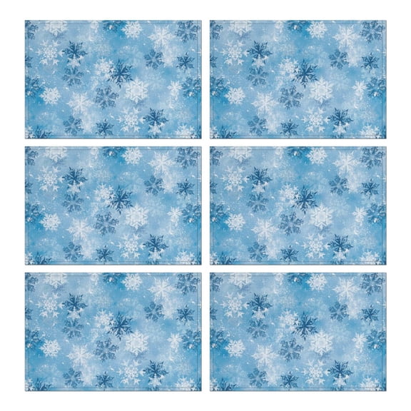 6 Pcs Christmas Placemats 12x17 Inches, Watercolor Winter Forest Design - Plastic Wipeable Table Mats for Dining Kitchen Indoor Outdoor Holiday Decor