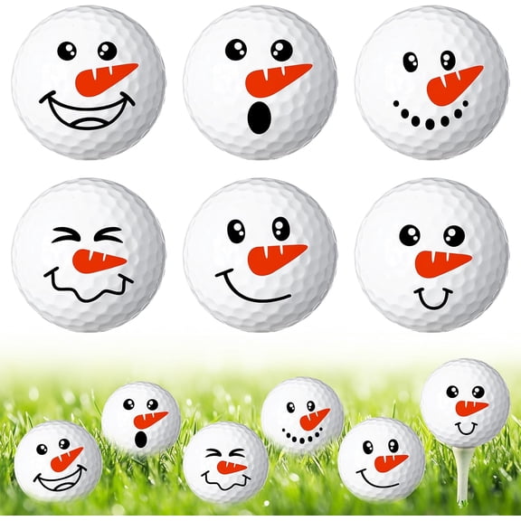 6 Pcs Christmas Snowman Golf Balls Funny Emotion Face Golf Ball Gifts Cute Practice Home Decorations Holiday Idea Gifts for Golfers Men Women