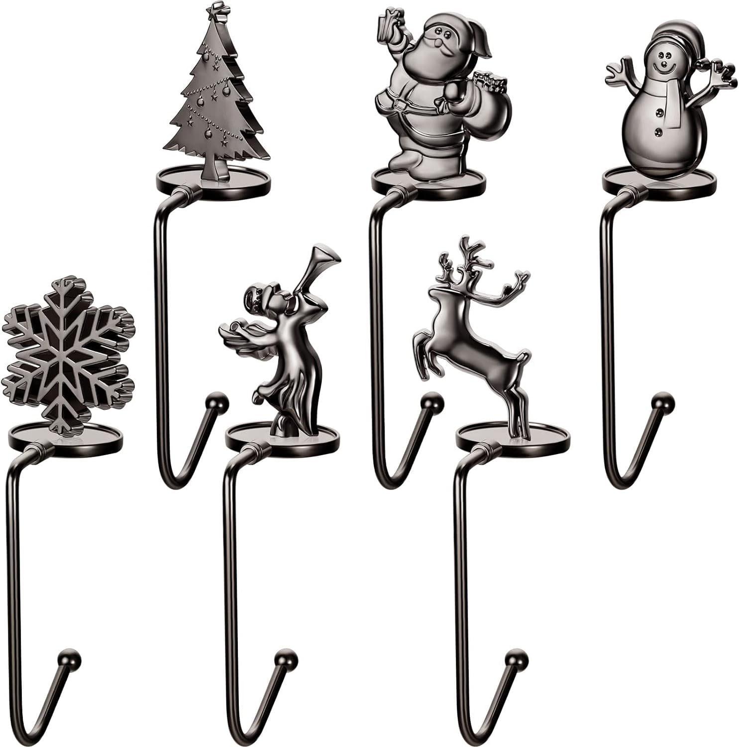 6 Pcs Christmas Stocking Holder Mantel Stocking Hangers (Black