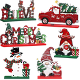 thumbnail image 1 of 6 Pcs Christmas Table Decorations, Wooden Christmas Table Centerpieces, Xmas Snowman Claus Gnome Signs Merry Xmas Toppers, 1 of 7