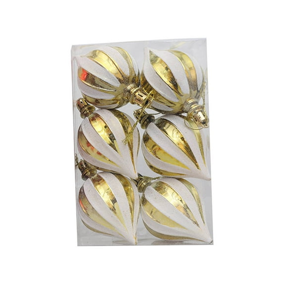 6 Pcs Christmas Tree Balls Shatterproof Teardrop Christmas Baubles Set Glitter Ornaments with Striped Hanging Decorations for Holiday Tree