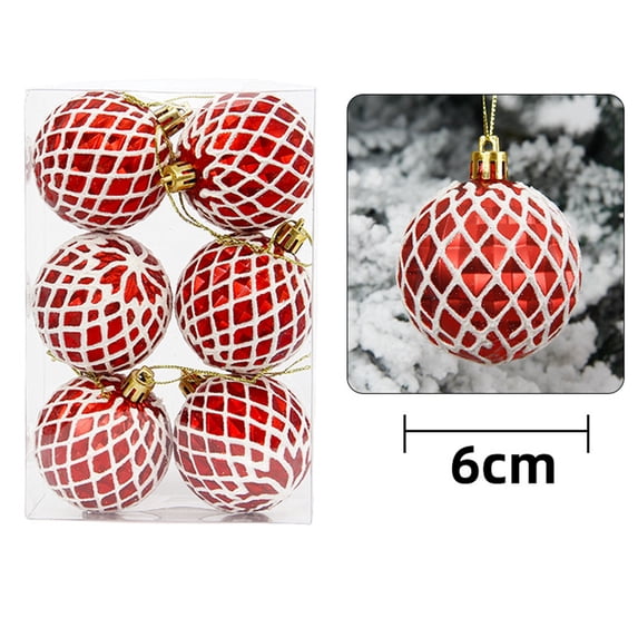 6 Pcs Christmas Tree Decorations Ball Ornaments, Shatterproof Baubles for Xmas Tree Decor, Peppermint Candy Cane Swirl Design,Hanging Set for Holiday Parties