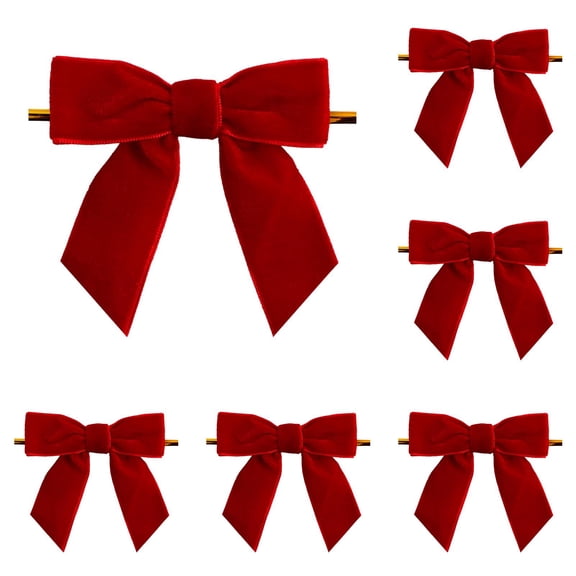 6 Pcs Christmas Velvet Bows, Vintage Velvet Ribbon Bows for Xmas Tree Gift Crafts Wrapping Garland Wreath Bag Decor 3.14 x 3.14 Inch