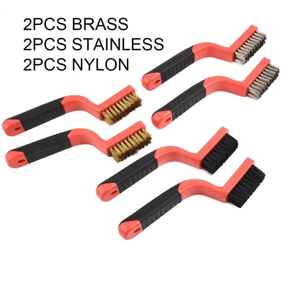 6 Pcs Cleaning Brush Wire Nylon Brass Stainless Steel Metal Brush 6.7/7.1 Inch For Rust Remover Cleaner Hand Manual Tools