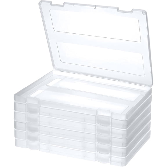 6 Pcs Clear A4 File Portable Project Case, Plastic Storage Box for 8.5" x 11" Letter Paper, Scrapbook Paper Storage Boxes Documents Magazines Holder, File Boxes