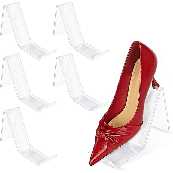 6 Pcs Clear Acrylic Shoe Display Stand Retail High Heel Holder Sandal Riser Organizer for Store