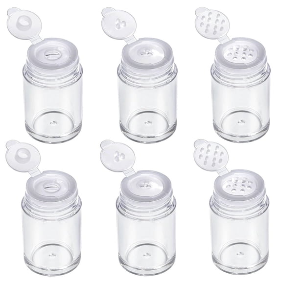 6 Pcs Clear Empty Powder Jars,10 ml Plastic Loose Powder Bottle with 12/3/1 Holes Sifters and Lids,Mini Cosmetic Samples Containers,for Glitter Eyeshadow Powder,Travel,By Scheam