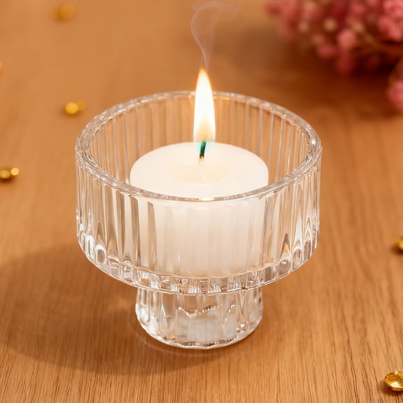 6 Pcs Clear Glass  Holders, Suitable for Tealight & Votive Candles, Also Fits Taper Candles