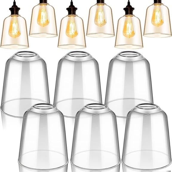 6 Pcs Clear Glass Shade 5" Dia 5.67" High 1.65" Fitter Light Cover Shade Ceiling Fan Light Covers High Transmittance Glass Globes for Light Fixtures Replacement Pendant Chandelier (Classic)
