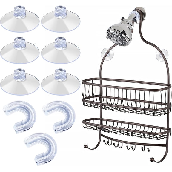 6 Pcs Clear PVC Suction Cups for Shower Caddy with 3 Rubber Rings Heavy Duty Replacement