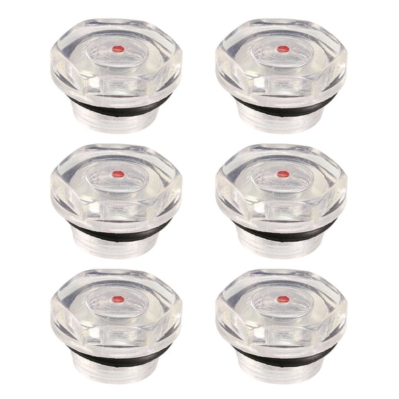 6 Pcs Clear Plastic Hex Head 20mm Thread Air Compressor Oil Level Sight Glass