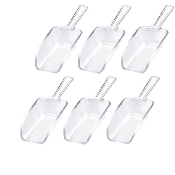 6 Pcs Clear Plastic Kitchen Scoops,Multi-Purpose Measuring Spoons Ice Scoop,Plastic Popcorn Scoop,Sweet Scoop for Weddings,Ice Cream,Protein Powder (Clear)