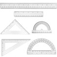 thumbnail image 1 of 6 Pcs Clear Plastic Ruler Set,2 Protractors 180 Degree 2 Triangle Rulers 45 | 60 Degree 2 Straight Rulers,Geometry Math Ruler Measuring Tool,Inches & Metric,By Scheam, 1 of 4