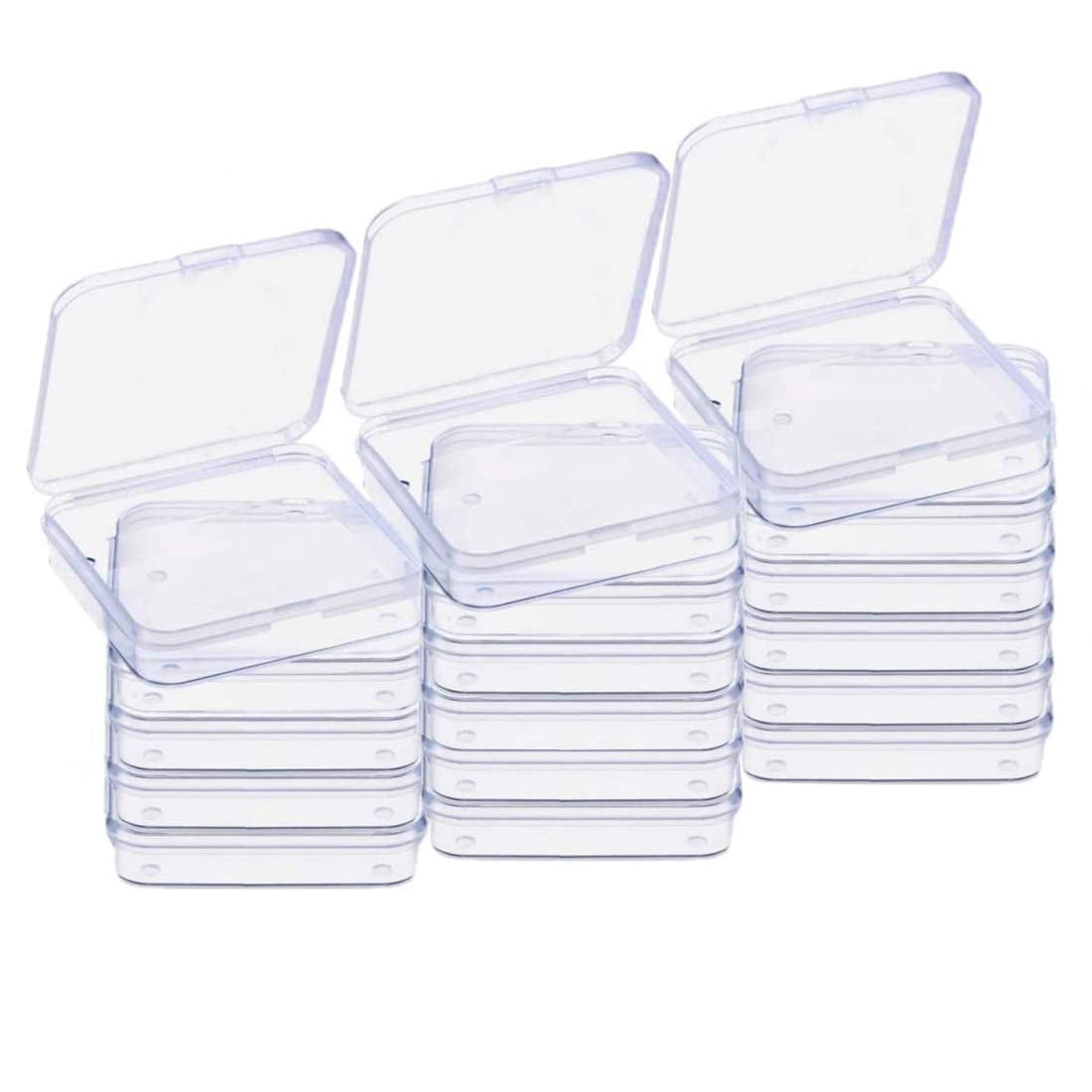6 Pcs Clear Plastic Storage Boxes with Lids, Rectangular Containers for Pills, Jewelry, Beads, Herbs, Craft Supplies Organizer