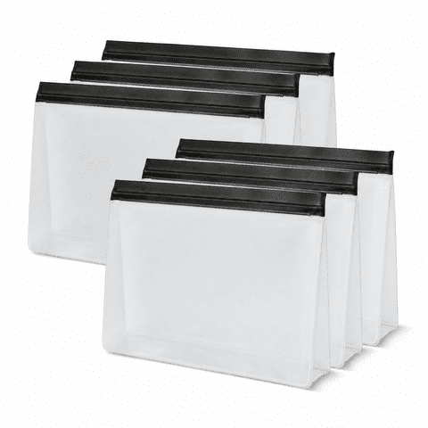 6 Pcs Clear Reusable Freezer Bags, 9.84 x 7.3 Inch Zip Seal Food Storage Bags for Travel & Home