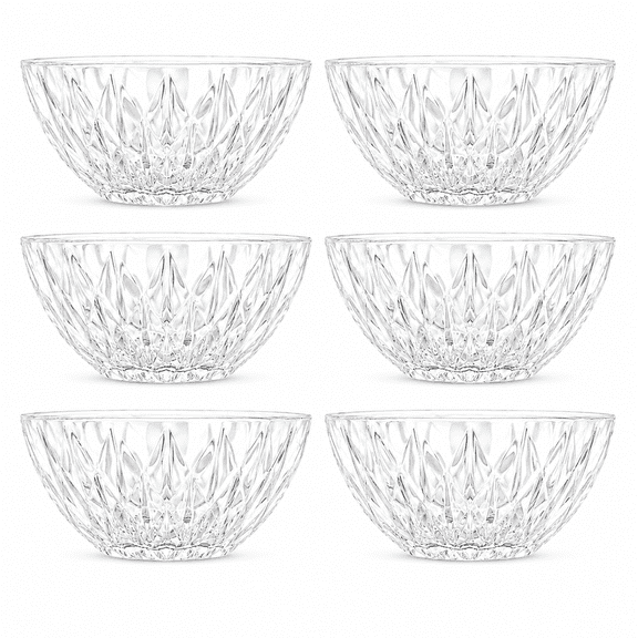 QUANSHANGJU 6-Piece Clear Glass Bowls Set 9 oz Oven Safe Serving Bowls for Soup & Salad