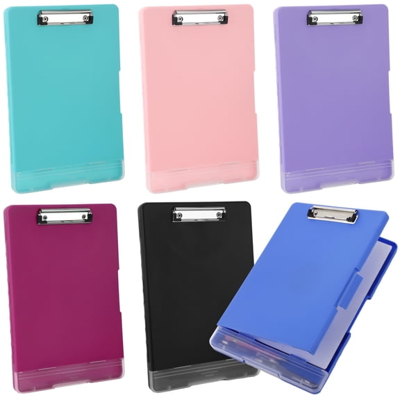 6 Pcs Clipboards with Storage, Heavy-duty Plastic Clipboards with Pen Holder & Clip, A4 Waterproof Nursing Clip Boards, Portable File Folders for Office, Warehouse, Hospital