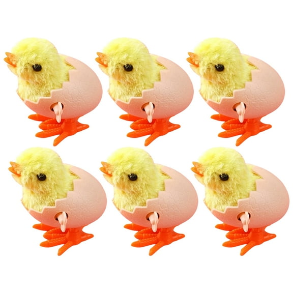 6 Pcs Clockwork Chicken Hamper Easter Basket Stuffers Baby Plush Toys Childrens