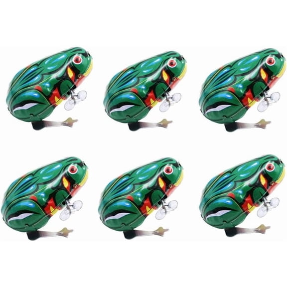 6 Pcs Clockwork Spring Frog Green Metal Jumping Wind Up Frog Desktop Decor Party Favors