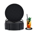 thumbnail image 1 of 6 Pcs Coasters for Drinks with Holder, Silicone Coasters with Grooved Design Non-Slip Cup Mat for Coffee, Beer, Tabletop Protection Pad(Black), 1 of 7