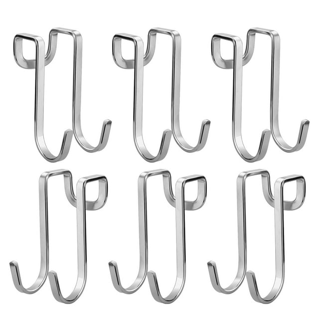 6 Pcs Coat Hangers Hook Sshaped Door Back Hooks Grocery Storage for