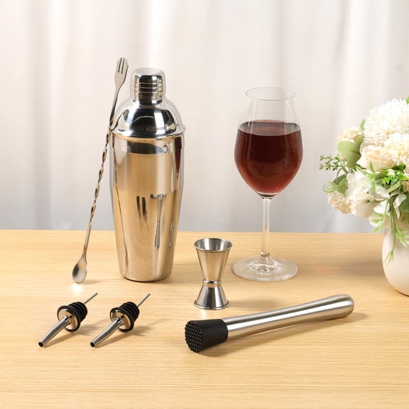 6 Pcs Cocktail Shaker Set 304 Stainless Steel Bar Set Cocktail Shaker Set Rustproof Cocktail Shaker Kit Professional Shaker Set Bartender Kit for Cocktails