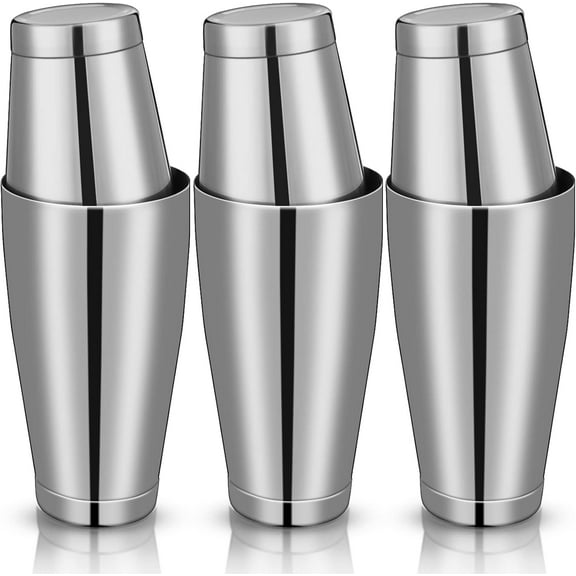 6 Pcs Cocktail Shakers Professional Bar Shaker Boston Set Stainless Steel Martini Drink Mixer Basic Tool Weighted Shake Metal Can Cocktail Shaker Set, 18 Oz, 28 oz (Silver)