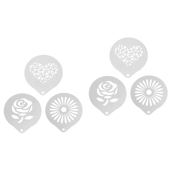 6 Pcs Coffee Latte Art Stencils Decorating Moulds Accessories Tools for Latte Foam Designs