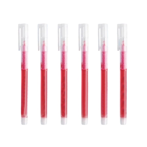 6 Pcs Colored Gel Ink Pens, 0.5mm Extra Fine Point Smooth Writing Quick Drying Liquid Ink Rollerball Pens for Office Stationery Classroom Teachers, Pink