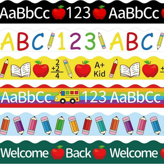 6 Pcs Colorful Bulletin Border Trim Sun Bulletin Board Borders Border Sticker Pencil Printed Bulletin Board Decorations