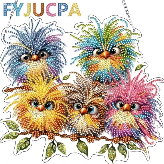 FYJUCPA Diamond Art Hanging Kit Bird DIY Diamond Art Painting Double Sided Diamond Art Craft Kit Painting Diamond Art Ornament for Living Room Bedroom