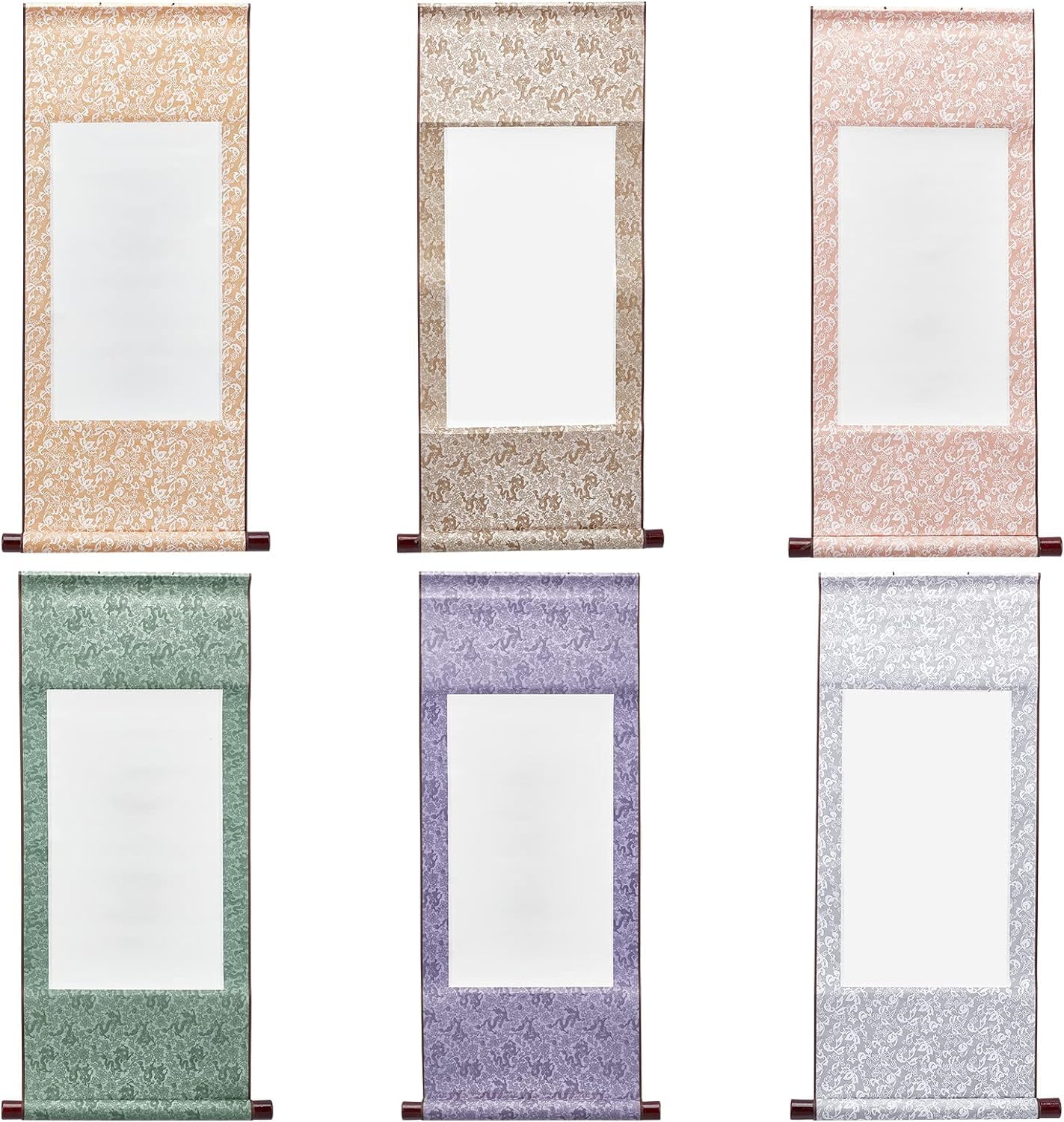 6 Pcs 6 Colors Blank Hanging Scroll Chinese Calligraphy Scrolls Xuan